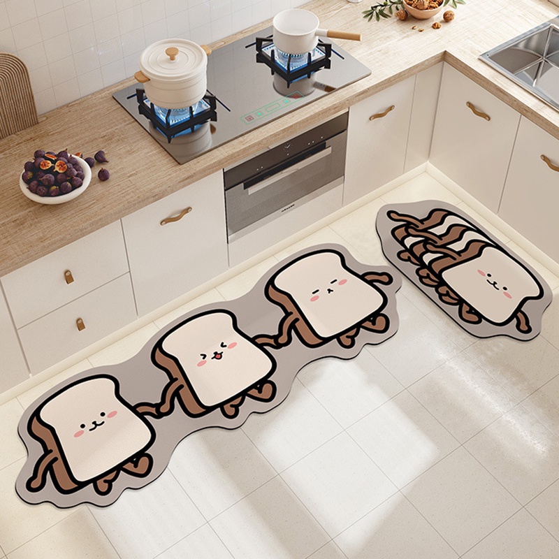 Thảm Lót Sàn Nhà Bếp In Hoạt Hình Chú Chó Đáng Yêu Giặt Sạch Tiện Lợi