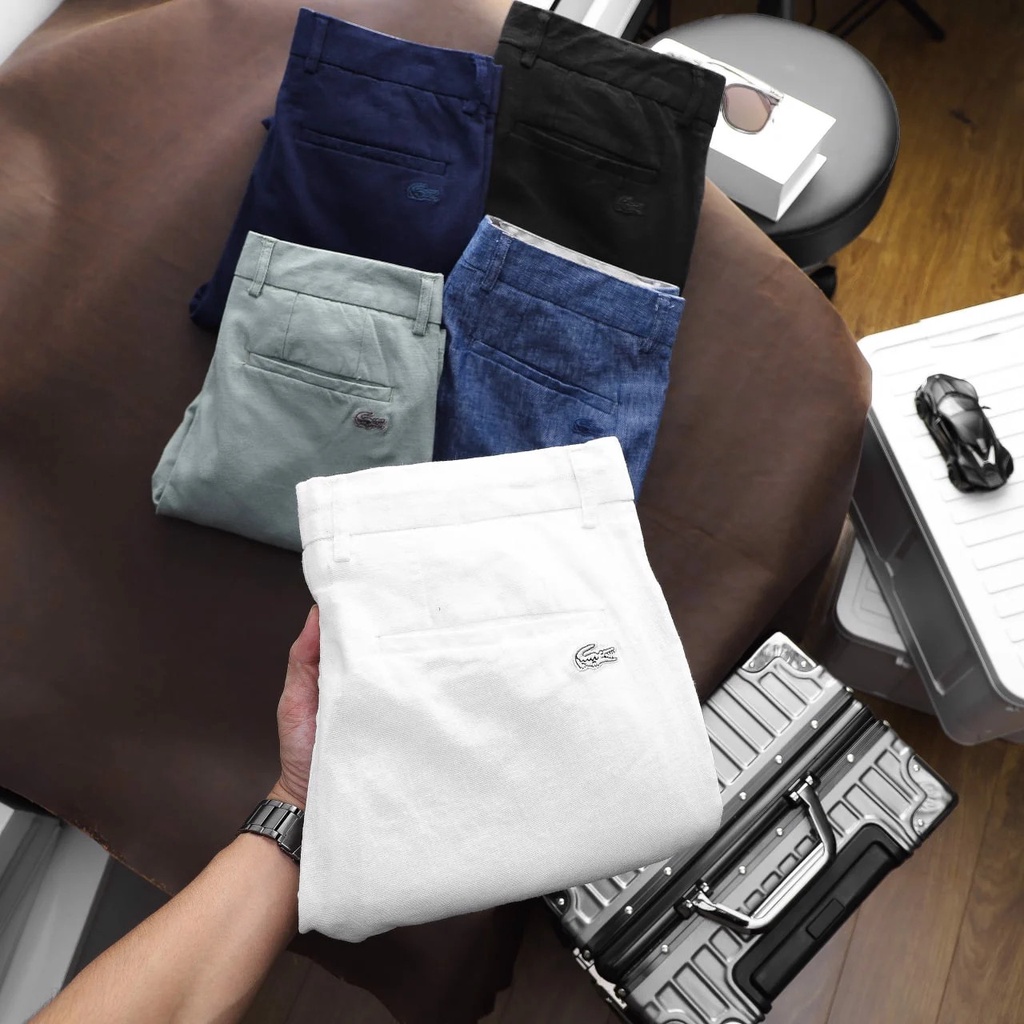 Quần Dài Tây Âu LACOSTE LINEN Nam Chất Đũi Mềm Mát Ống Dài Dáng Ôm Công Sở, Chống Nhăn, Chống Xù Hàng Xuất Xịn Cực Sang