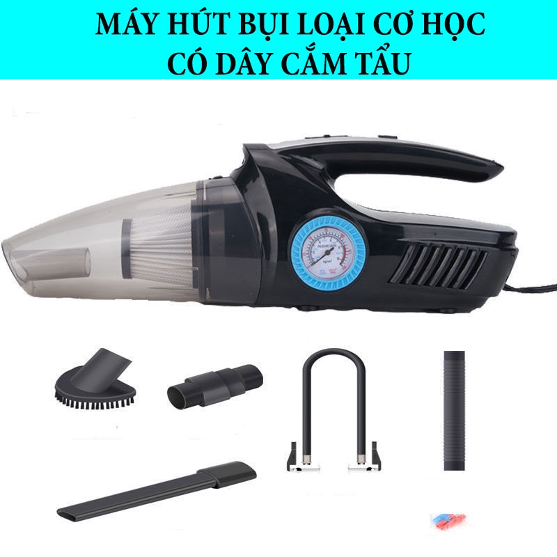 Máy Hút Bụi Ô Tô Cầm Tay Mini 4 Trong 1 - Công Xuất 120W Kiêm Bơm Lốp Xe Ô Tô,Xe Máy,Có Đèn Pin Chiếu Sáng Tiện Lợi Ver4