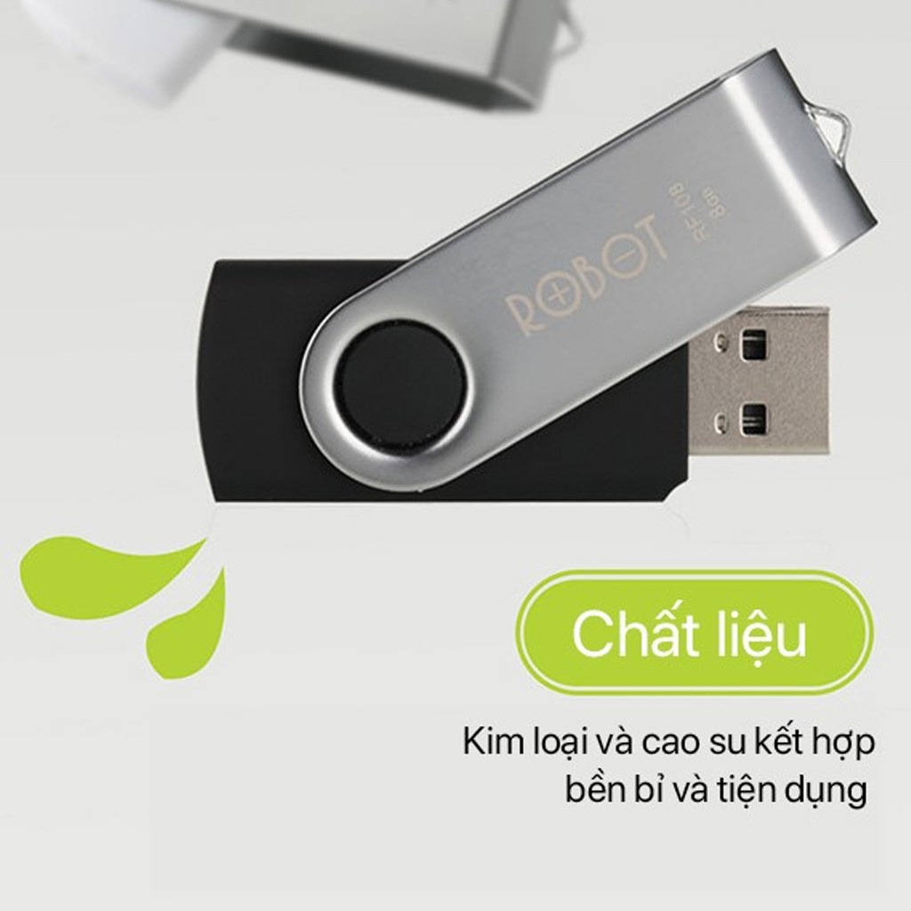 USB Thiết bị lưu trữ 8GB/16GB Robot RF108/RF116 Flash Drive đầu kim loại siêu nhẹ kết nối nhanh