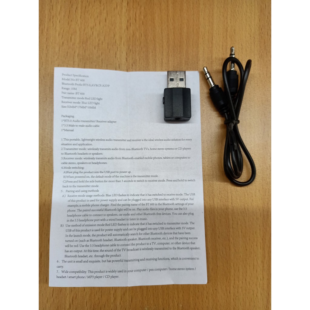 USB 5.0 Kết Nối Bluetooth 2 Chiều BT 600_Biến Loa Thường Thành Loa Bluetooth_SPE110 [10x10x8]