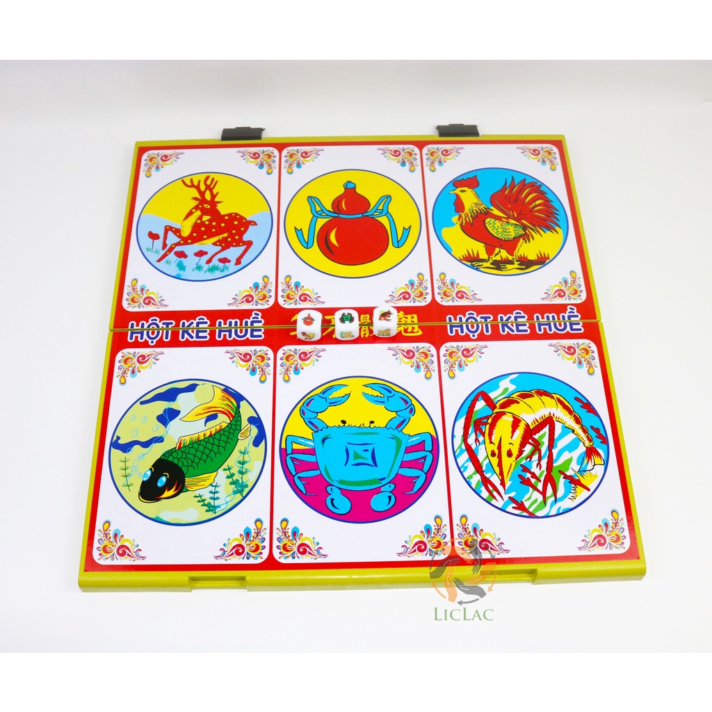 [Có VIDEO] Bộ đồ chơi Bầu Cua ( Bàn Nhựa + 3 Xúc Xắc Đá ) sản xuất tại Việt Nam, Đồ chơi trẻ em Boardgame