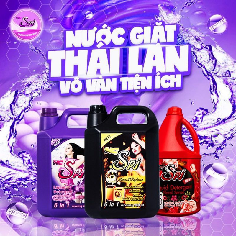 Nước giặt xả quần áo siêu thơm SPJ-HC 6in1 Thái Lan Can 5 lít