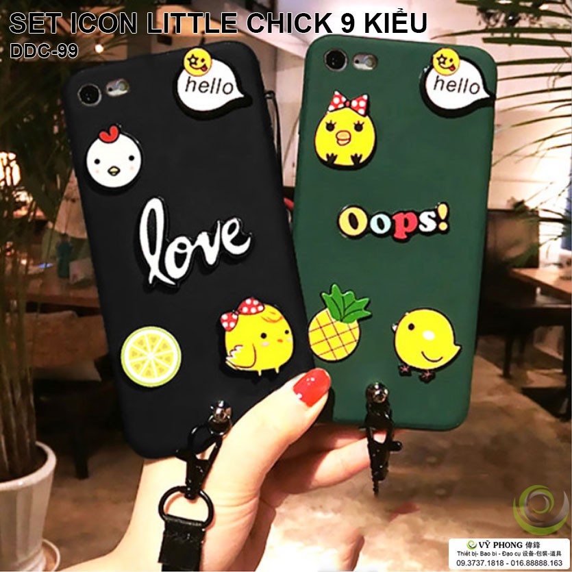 COMBO 9 KIỂU LOGO ICON GÀ CON LITTLE CHICK MÀU VÀNG PHỤ KIỆN TRANG TRÍ CHỤP ẢNH SẢN PHẨM DDC-99