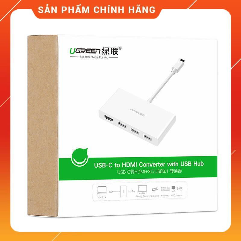 Bộ chuyển đổi USB TypeC sang HDMI và Hub USB 3.1 dài 15cm UGREEN 40374 dailyphukien