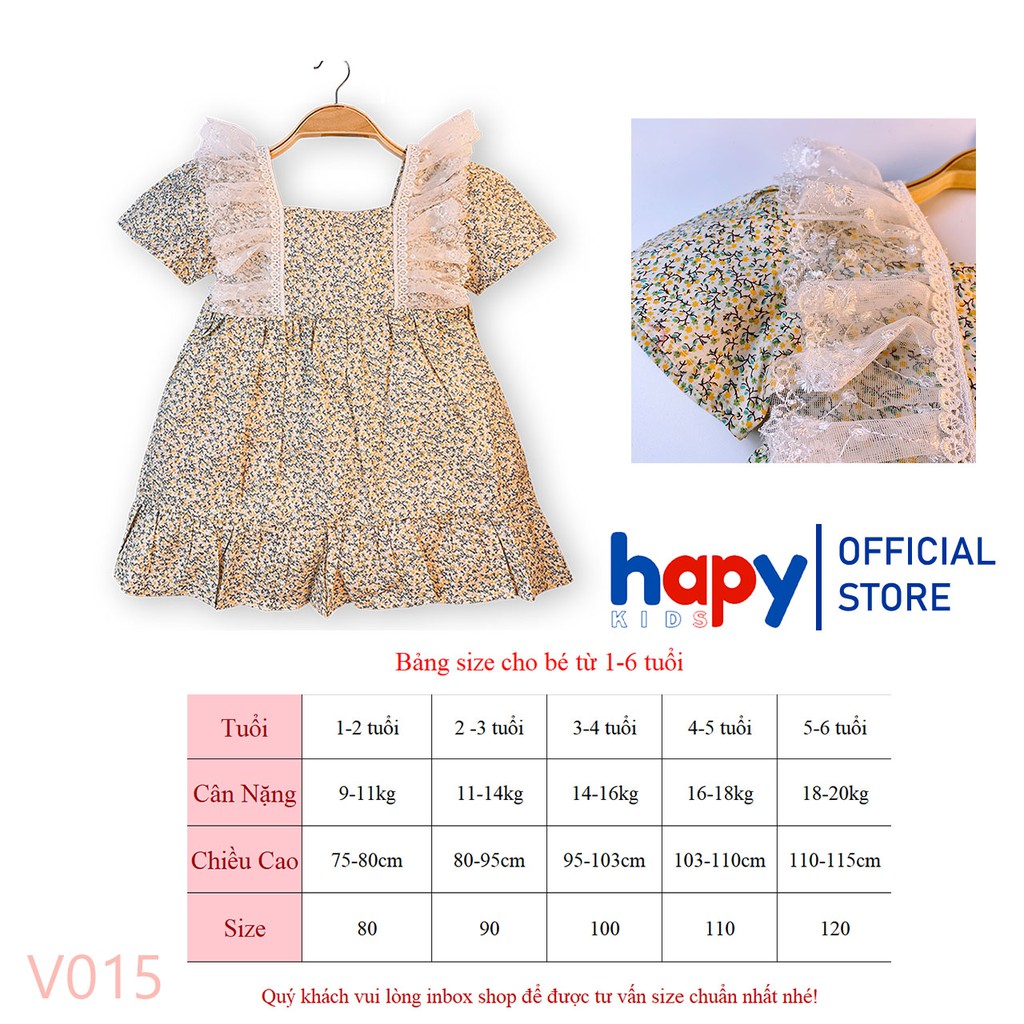 Váy Bé Gái, Đầm Bé Gái Dáng Xòe Công Chúa Phối Ren Ngực Cho Bé Từ 1 Đến 6 tuổi Hapykids V015