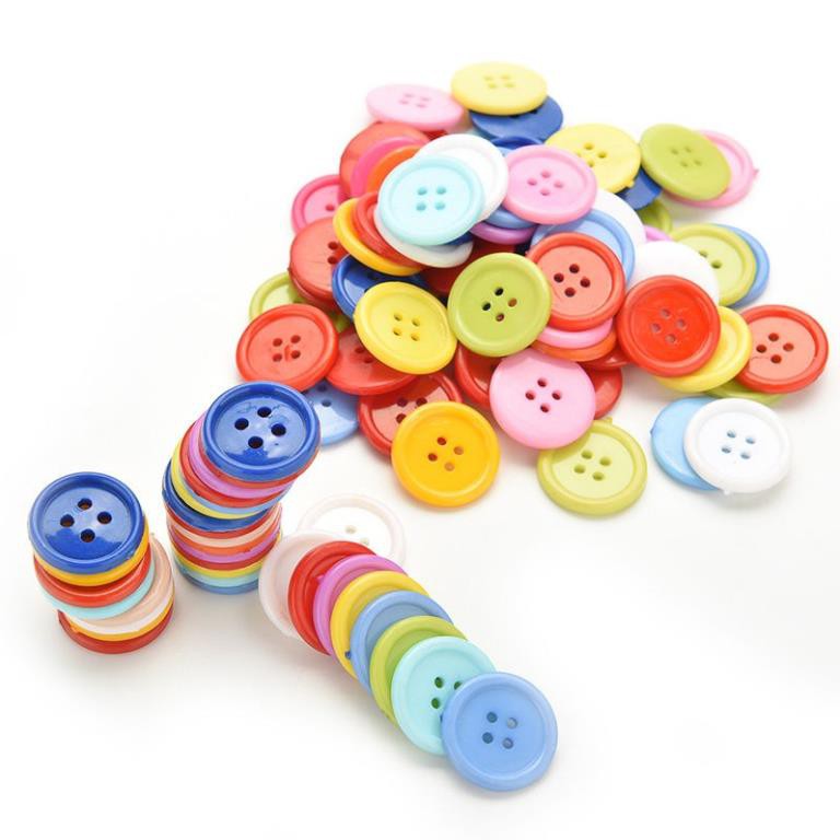 100 Nút áo tròn bằng nhựa nhiều màu sắc xinh xắn dùng làm đồ thủ công DIY