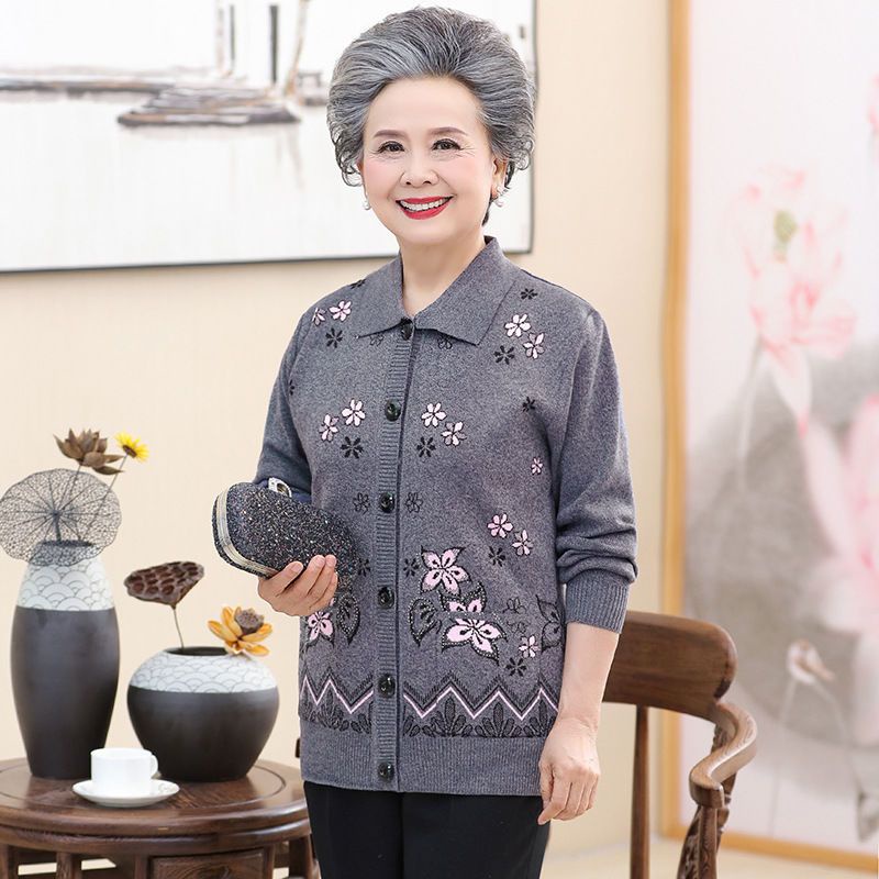 Áo khoác len nữ trung niên_áo len gile nữ cho bà cho mẹ áo vest cổ bẻ