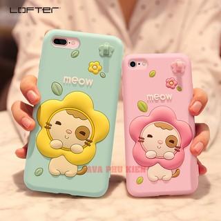 Ốp lưng điện thoại iphone 7/8, 7p/8p, x/xs/xsmax hình mèo hướng dương lofter cao cấp