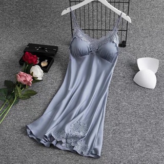 váy ngủ lụa satin hàng nhập cao cấp( có mút ngực) - đầm ngủ