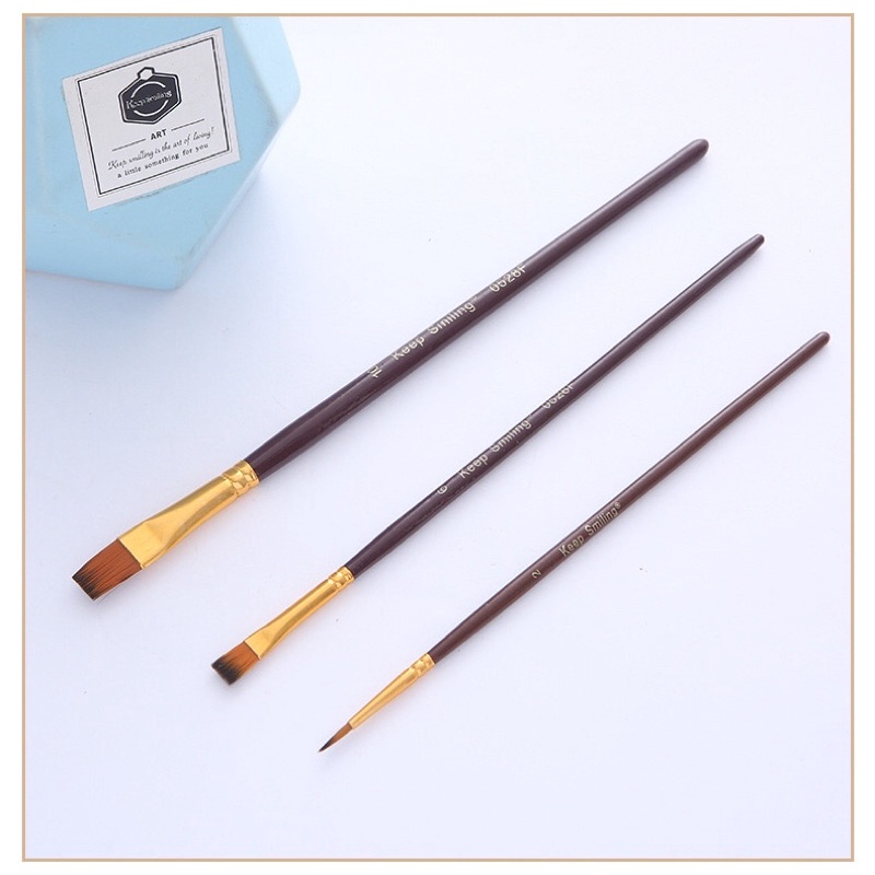 Bộ 3 cọ Artist Brushes Keep Smiling dành cho màu Acrylic, màu Nước 🌈 Tranh tô màu theo số TinaSweet