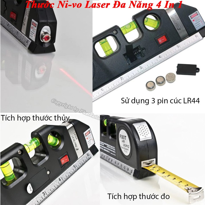 Thước Ni-vô Laser đa năng 4in1