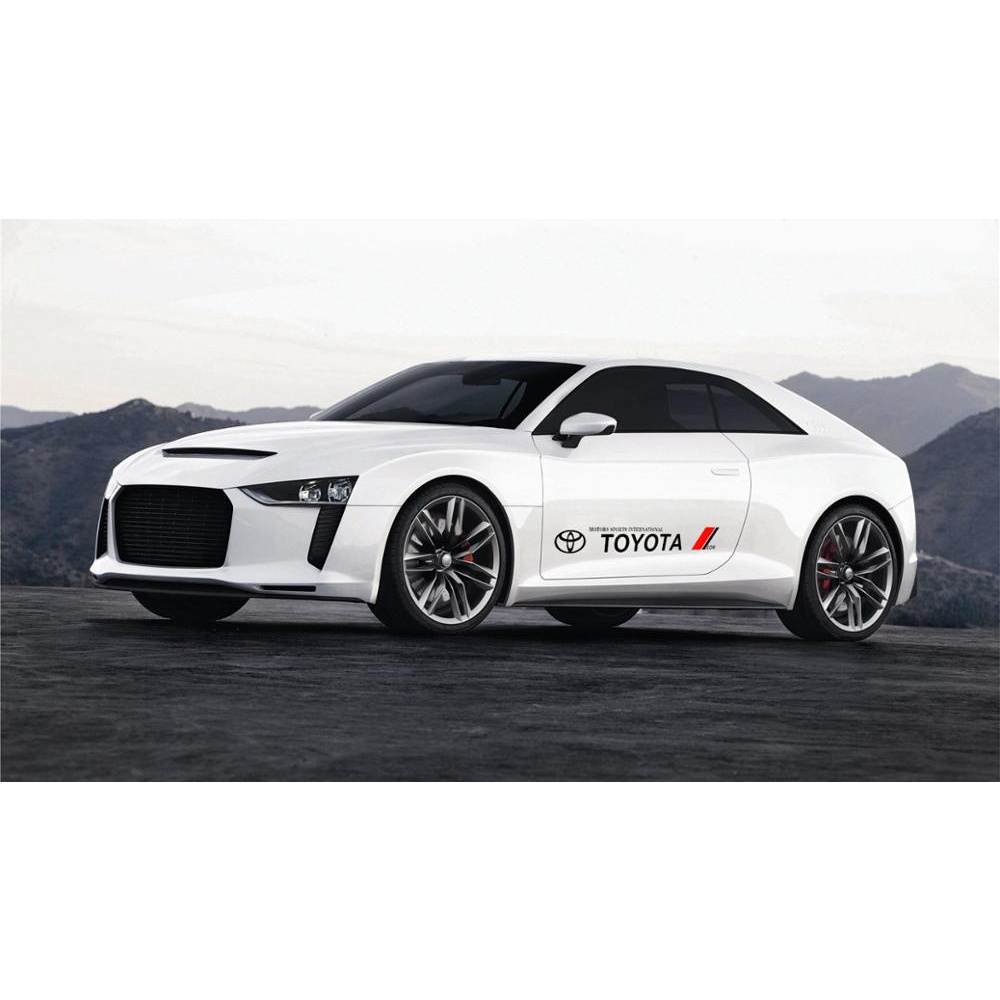 Set 2 Miếng Dán Logo Trang Trí Cửa Xe Hơi Toyota Wish Vios Camry Corolla RAV4