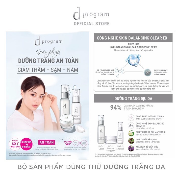 [HB GIFT]Bộ sản phẩm dùng thử giúp dưỡng trắng và tái tạo da dprogram Whitening Care Lotion, Emulsion và Tinh chất Jelly | BigBuy360 - bigbuy360.vn
