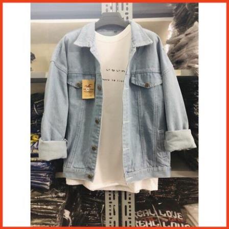 Áo khoác Jean Nam nữ xanh, Áo bò unisex chống nắng