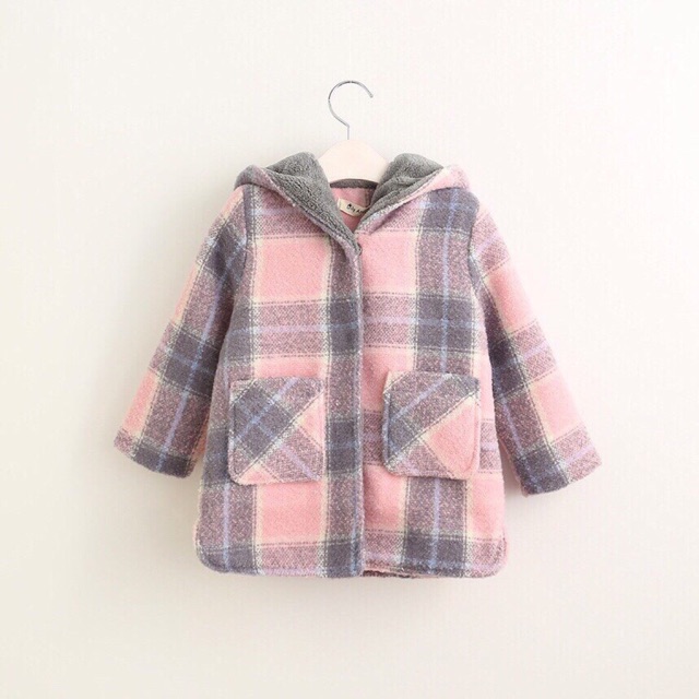 Freeship 99k TQ_Áo dạ kẻ bé gái