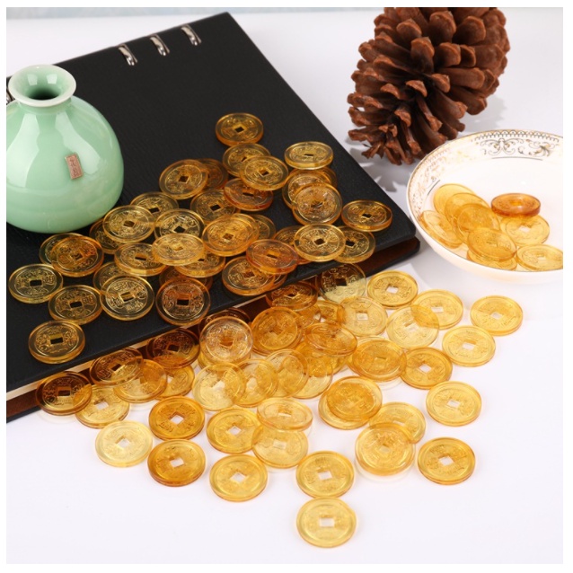 Đồng xu phong thủy pha lê 2,5cm chiêu tài lộc