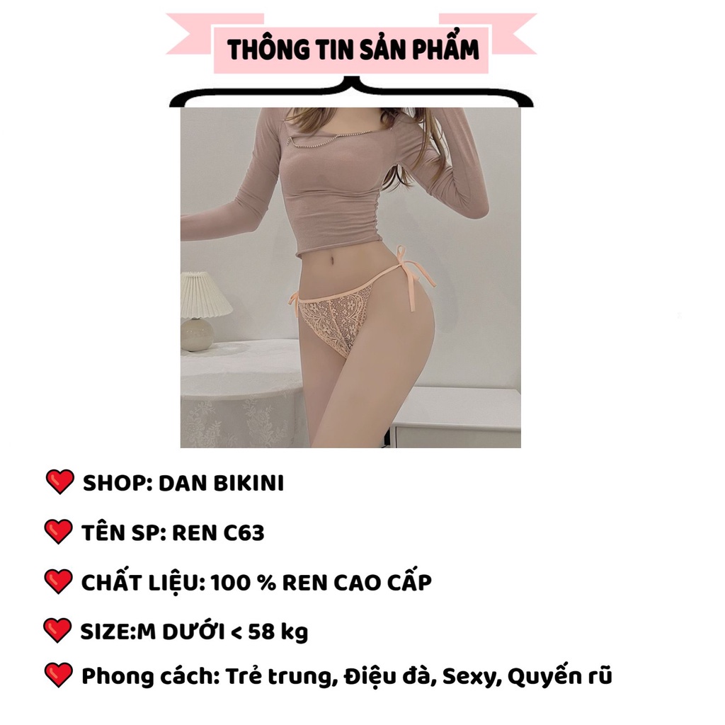 Quần Lót Nữ-Quần Lót Ren thiết kế dây buộc đính nơ sau sexy MÃ C63