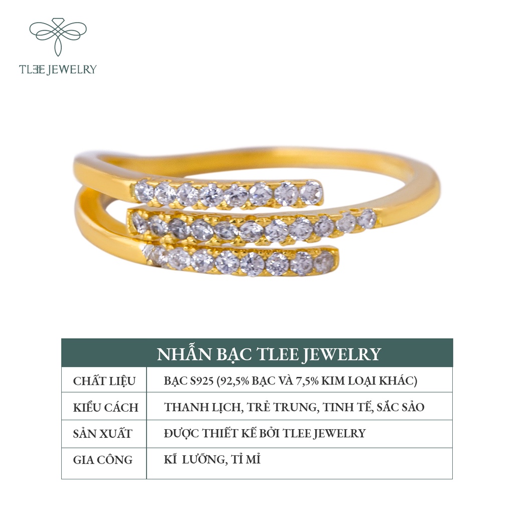 Nhẫn bạc nữ TLEE ghép mạ vàng 14k nạm đá cao cấp NCJ A0133