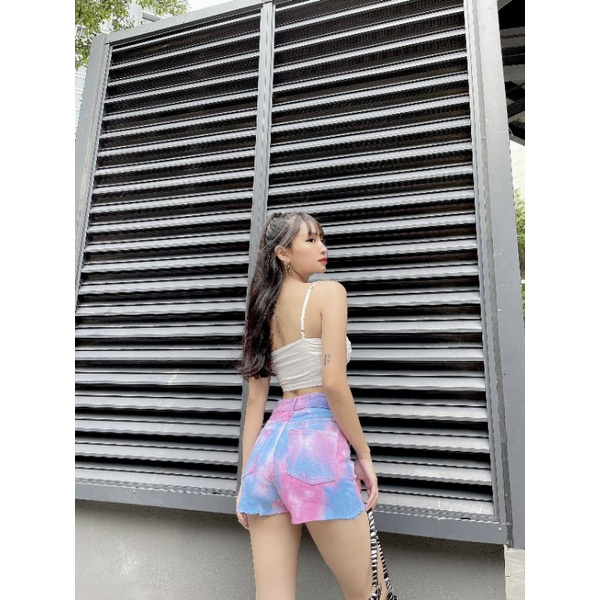 Quần short loang màu xanh hồng siêu hot