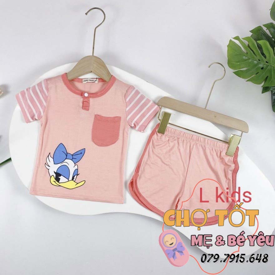 Bộ tay ngắn thun lạnh siêu mát MINKYMOM loại 1 form chuẩn (6-15kg)
