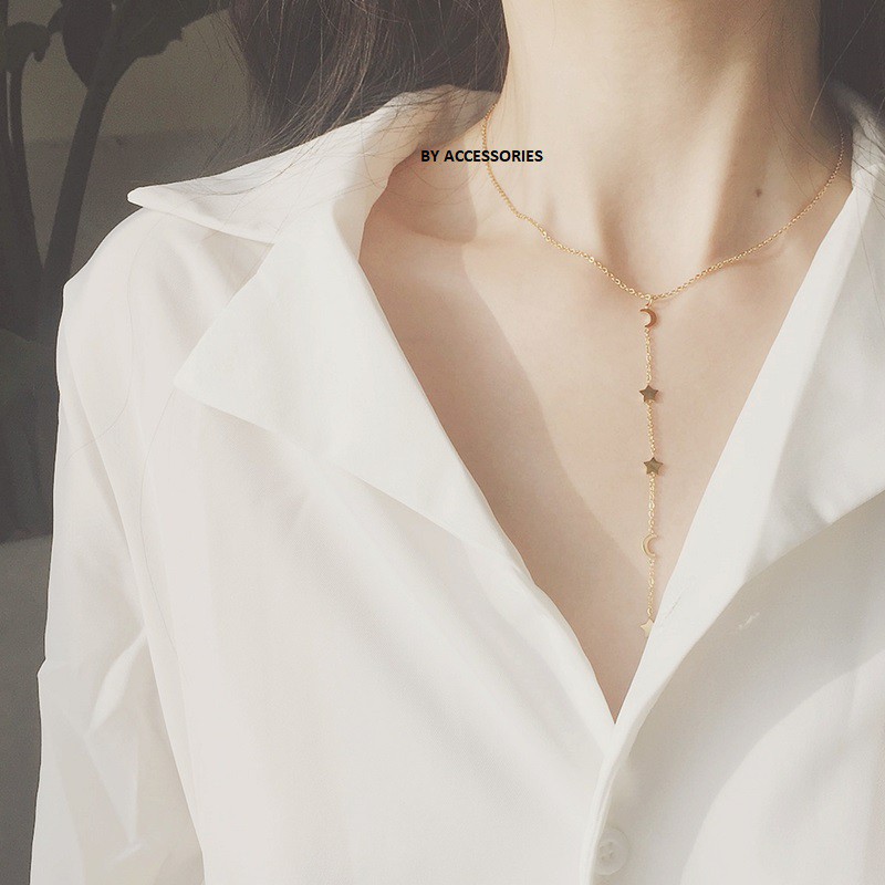 Dây chuyền titan chuỗi trăng sao không gỉ WN190801