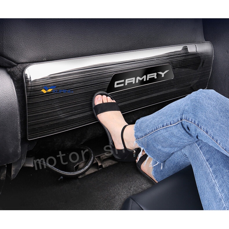 Bộ 2 Khung Viền Ghế Sau Xe Hơi Bằng Thép Không Gỉ Chống Đá Cho Toyota Camry 2018 2019 2020 2021