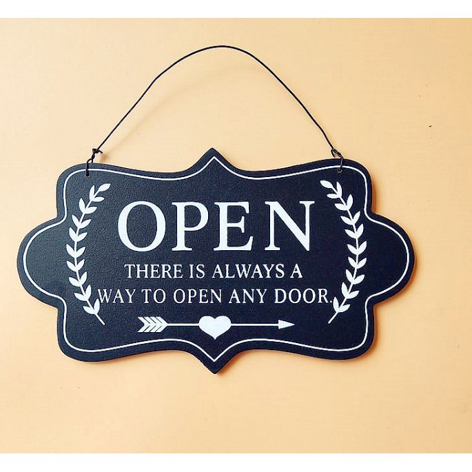 Bảng Treo Open Close Trang Trí Hoa Văn