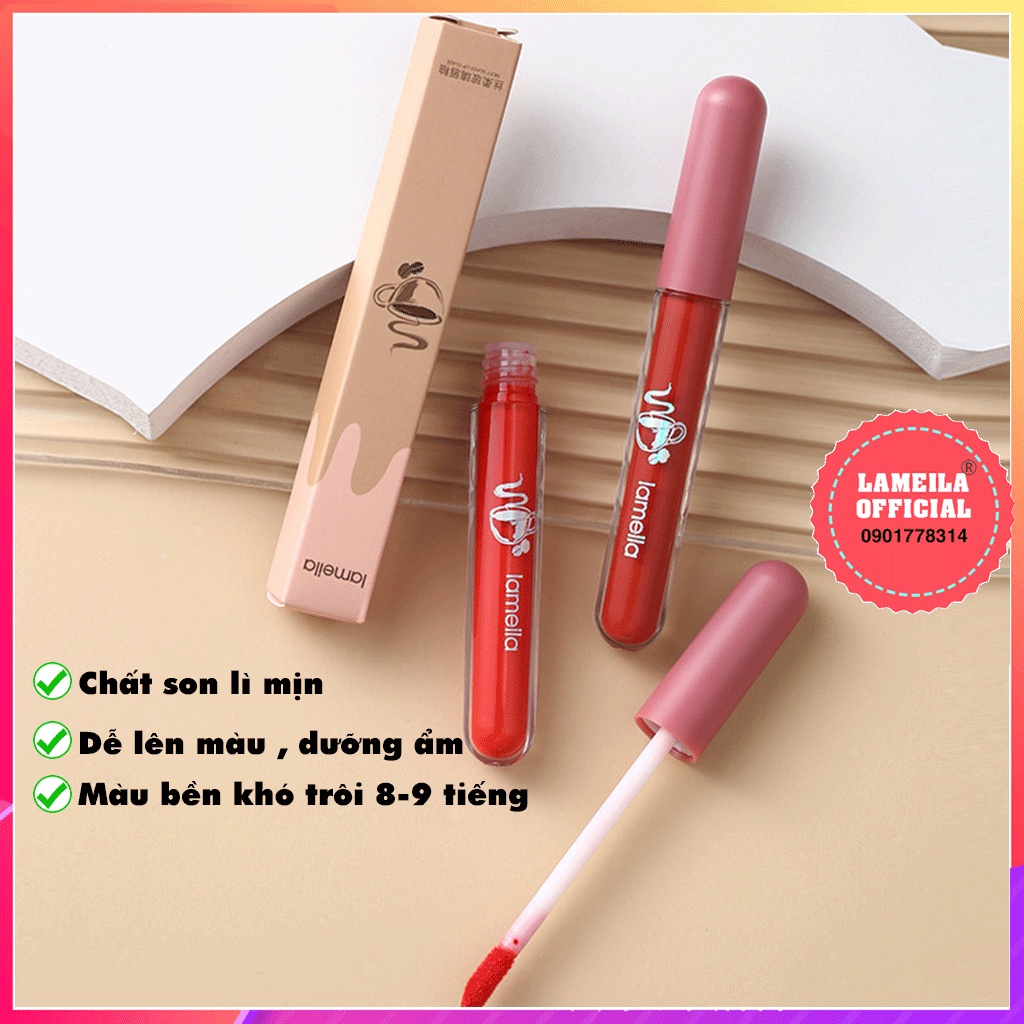 Son Kem Tint Lì Dưỡng Ẩm Môi Lameila Mềm Mịn P0338