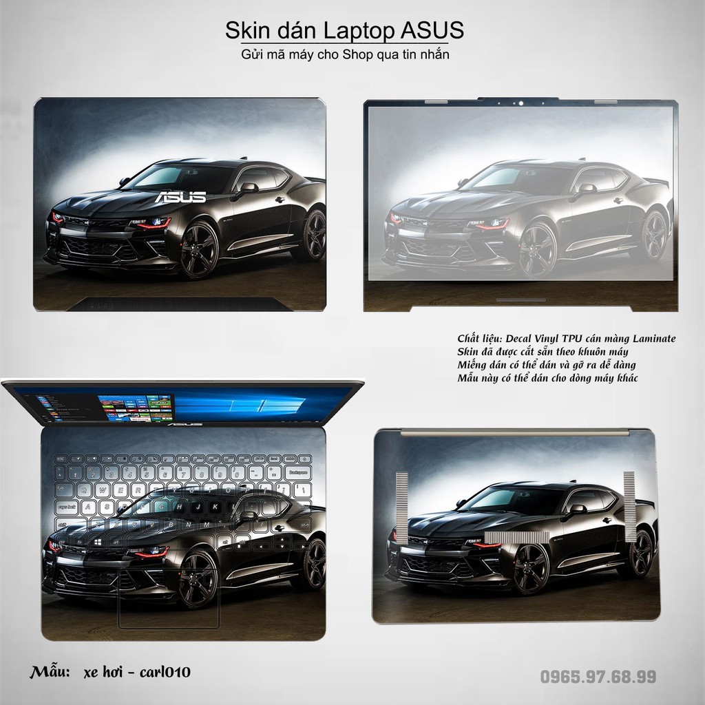 Skin dán Laptop Asus in hình xe hơi (inbox mã máy cho Shop)