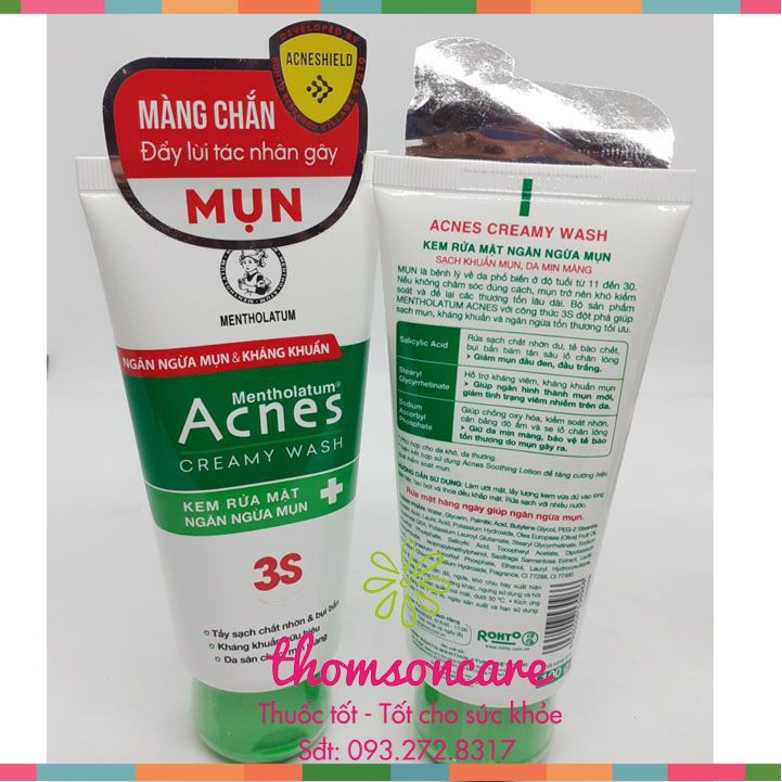 Sữa rửa mặt ngừa mụn Acnes Trio, giảm mụn trứng cá đầu đen, mụn cám, tắc lỗ chân lông, mụn ẩn, thâm cho nam, nữ