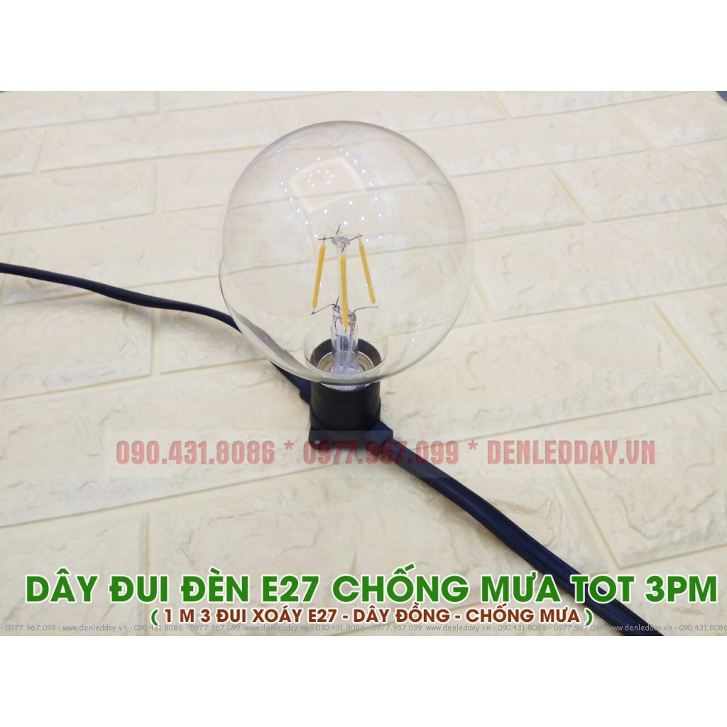 5 Mét Dây đui đèn ngoài trời TOT E27-3PM 1 mét 3 đui gắn liền chưa bóng