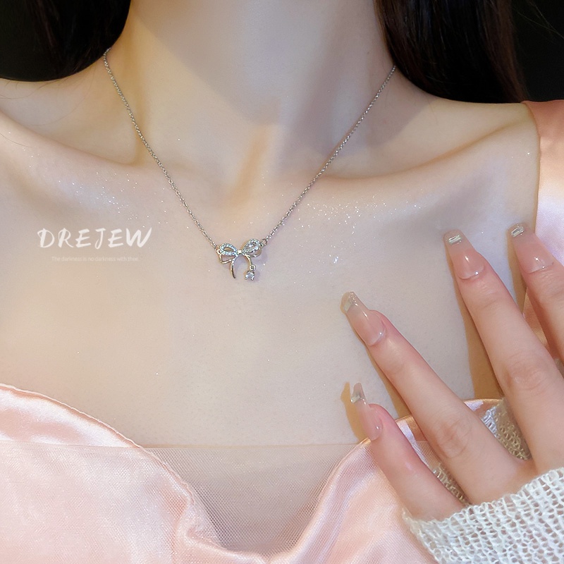 DREJEW Dây chuyền mặt hình bướm đính đá zircon phong cách thời trang đơn giản dễ phối đồ
