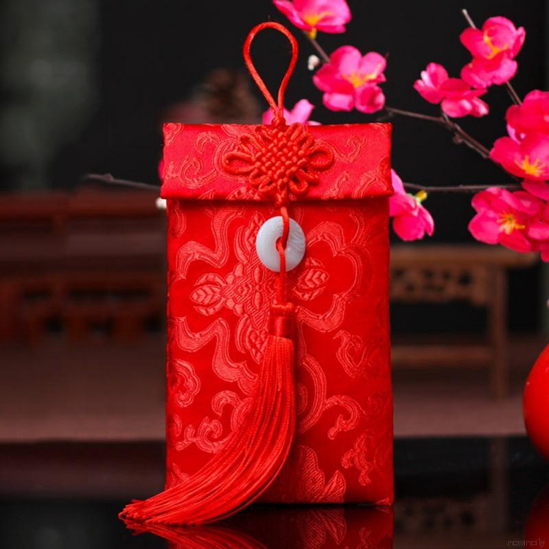 Túi vải màu đỏ họa tiết phong cách Trung Hoa độc đáo | BigBuy360 - bigbuy360.vn