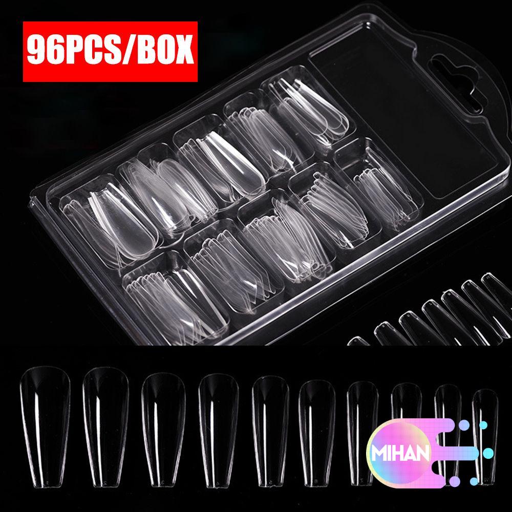 [Hàng mới về] Bộ 96 móng tay giả có hộp đựng trong suốt tiện lợi để trang trí móng thủ công