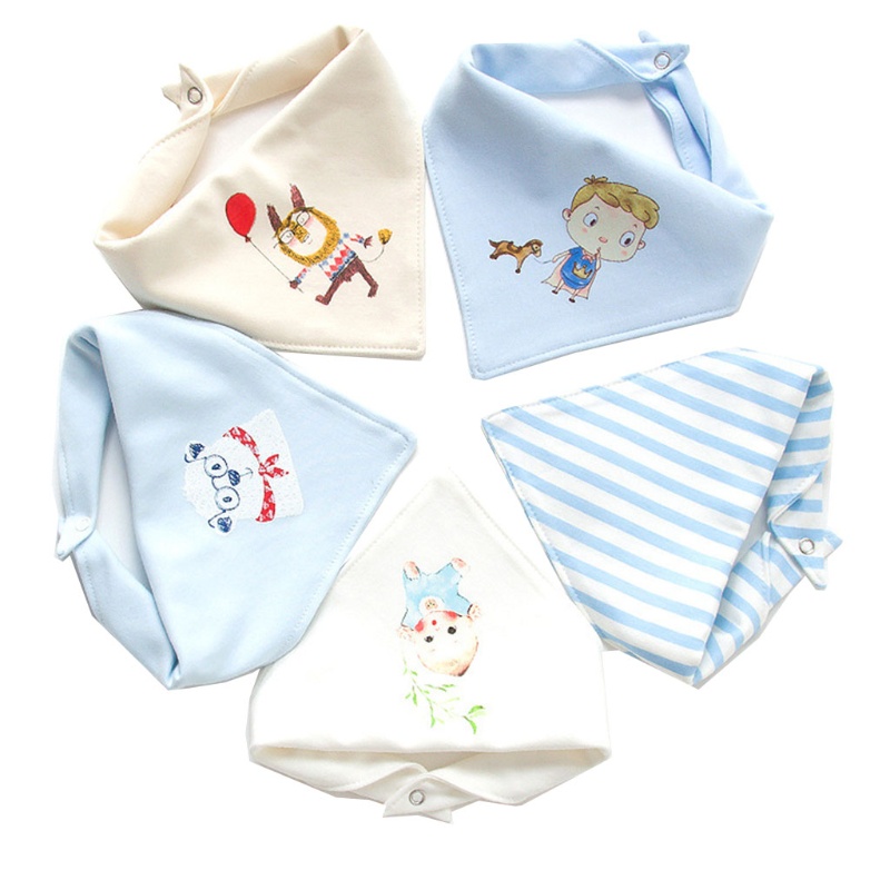 Set 5 Yếm Ăn Cotton Mềm Mại Hình Tam Giác Dành Cho Bé Sơ Sinh