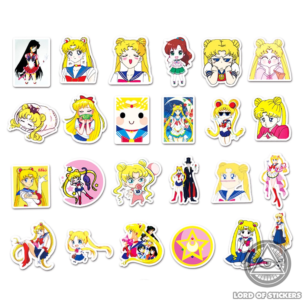 Set 51 Nhãn Dán Hình Thủy Thủ Mặt Trăng Sticker Cute Sailor Moon Anime Chống Thấm Nước Trang Trí Mũ Bảo Hiểm, Laptop, Sổ