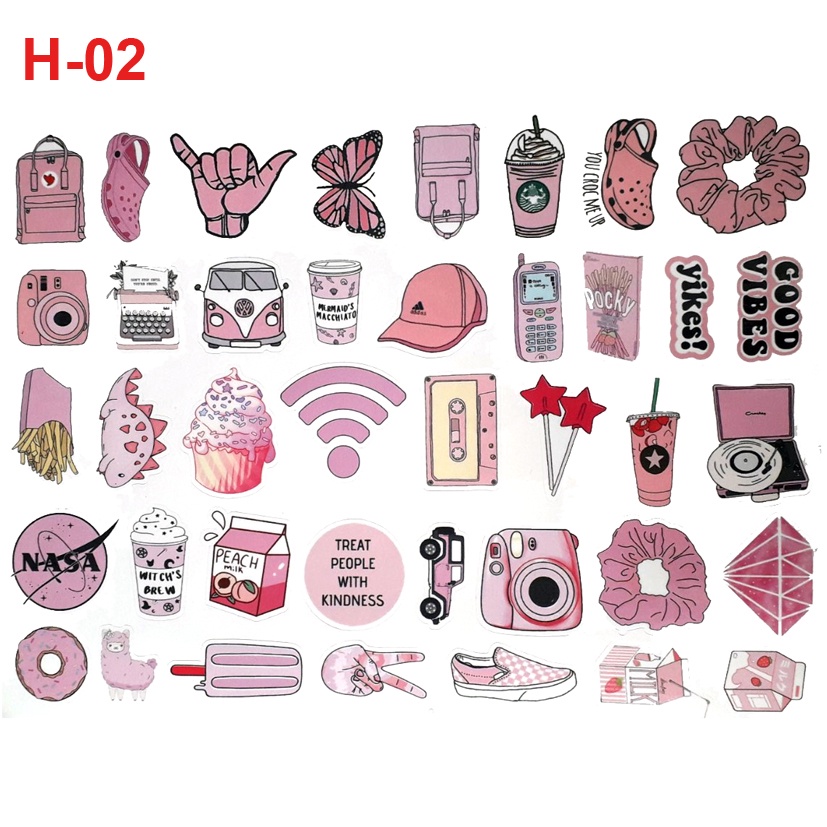 Sticker/ Hình dán trang trí màu hồng dán điện thoại, laptop,....