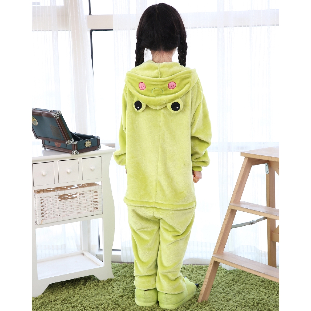 Bộ Đồ Ngủ Liền Thân Hóa Trang Con Ếch Xanh Lá Hoạt Hình Dễ Thương Dành Cho Bé Trai