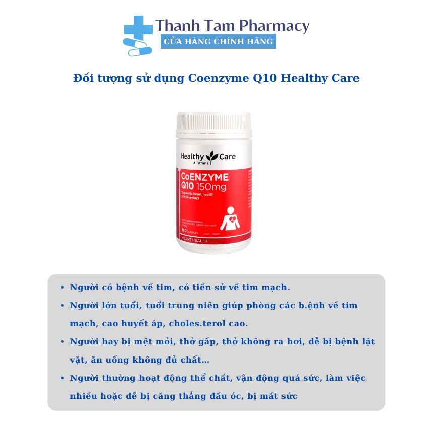 Viên uống bổ tim Coenzym Q10 150mg Healthy Care Hộp 100 viên của Úc - CoQ10