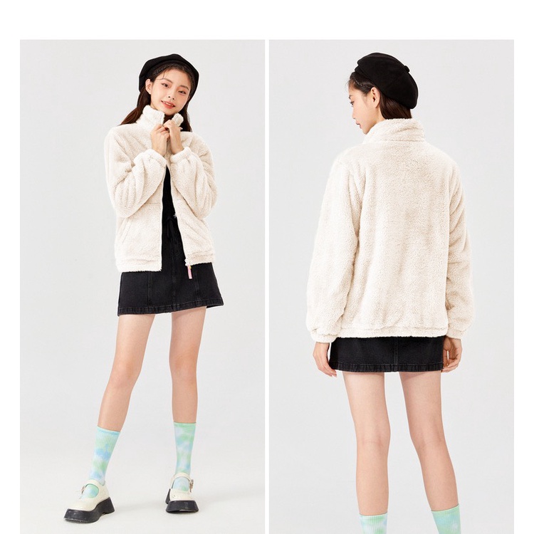 Áo khoác lông Form rộng, cá tính | Lông cừu nhân tạo 100% Cotton, Nhẹ,Cực Ấm