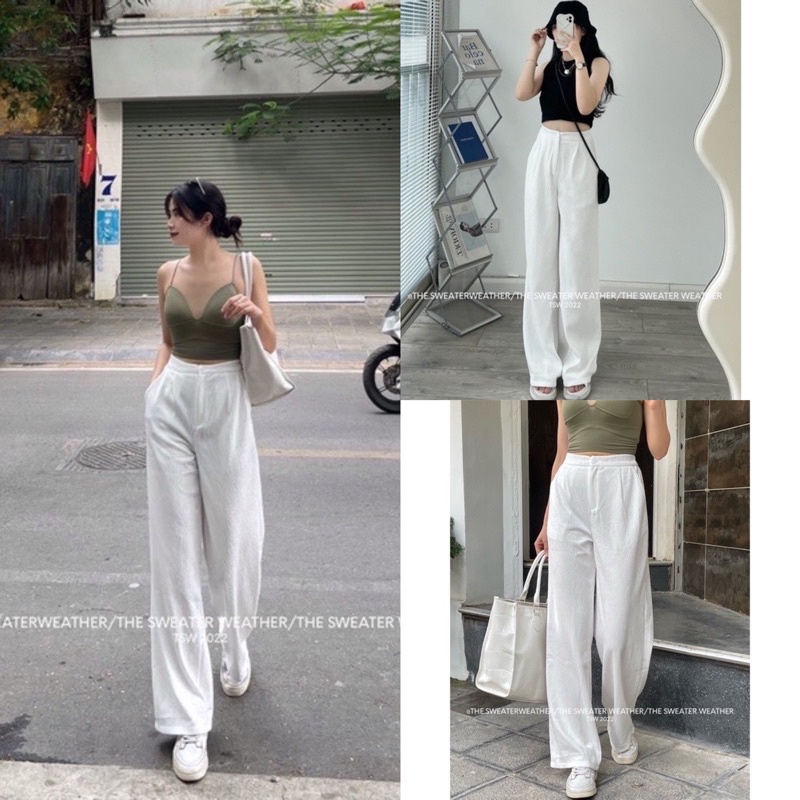 [Vải độc lạ]Quần ống rộng Tacta gân nhũ form dáng to rộng Hàn Quốc Quần ống  suông màu bắt mắt