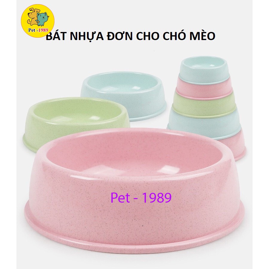 Bát Nhựa Đơn Lúa Mạch Đựng thức ăn và nước Cho Chó Mèo Pet-1989