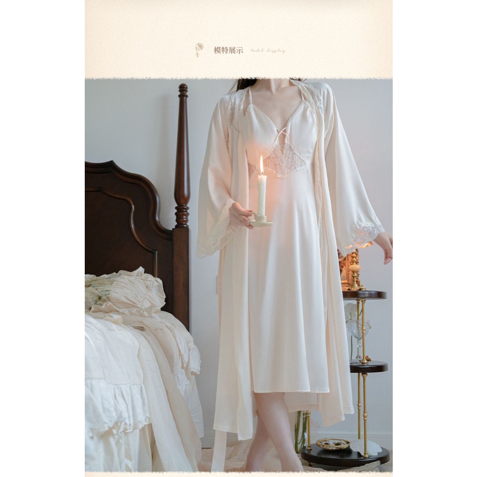Đầm Ngủ Hai Dây Dáng Dài Quyến Rũ Phong Cách Retro Pháp