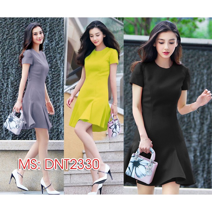 Đầm suông tay ngắn đuôi cá 2 túi xinh xắn