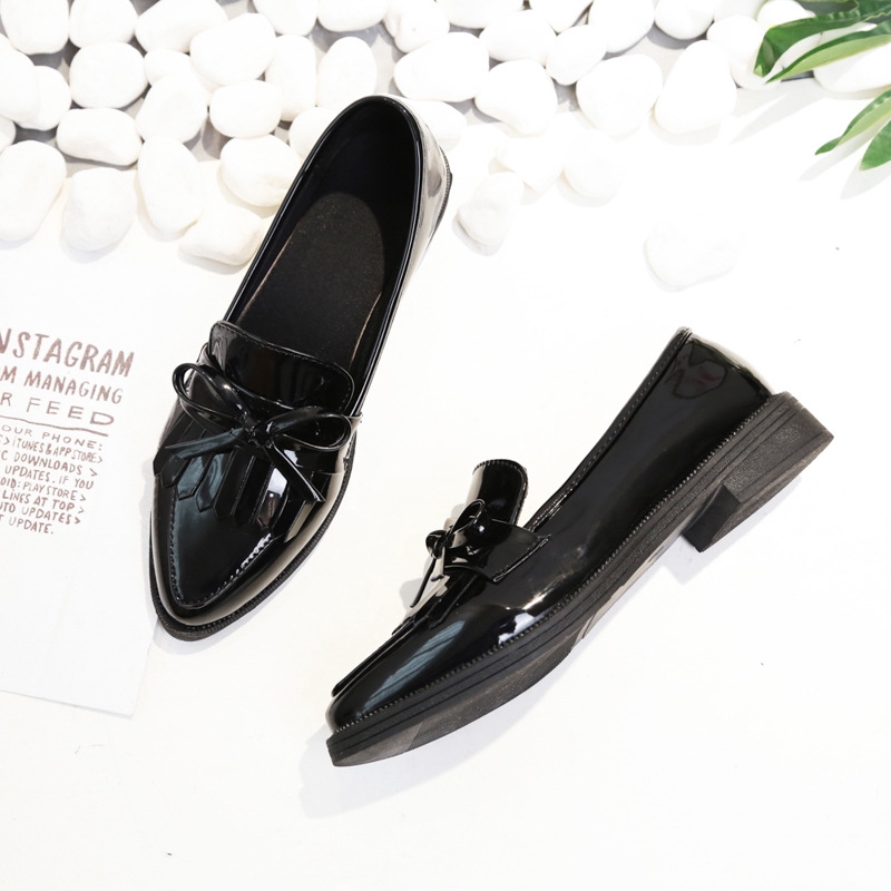 Giày Búp Bê Nữ Mũi Nhọn Đính Nơ Xinh Xắn