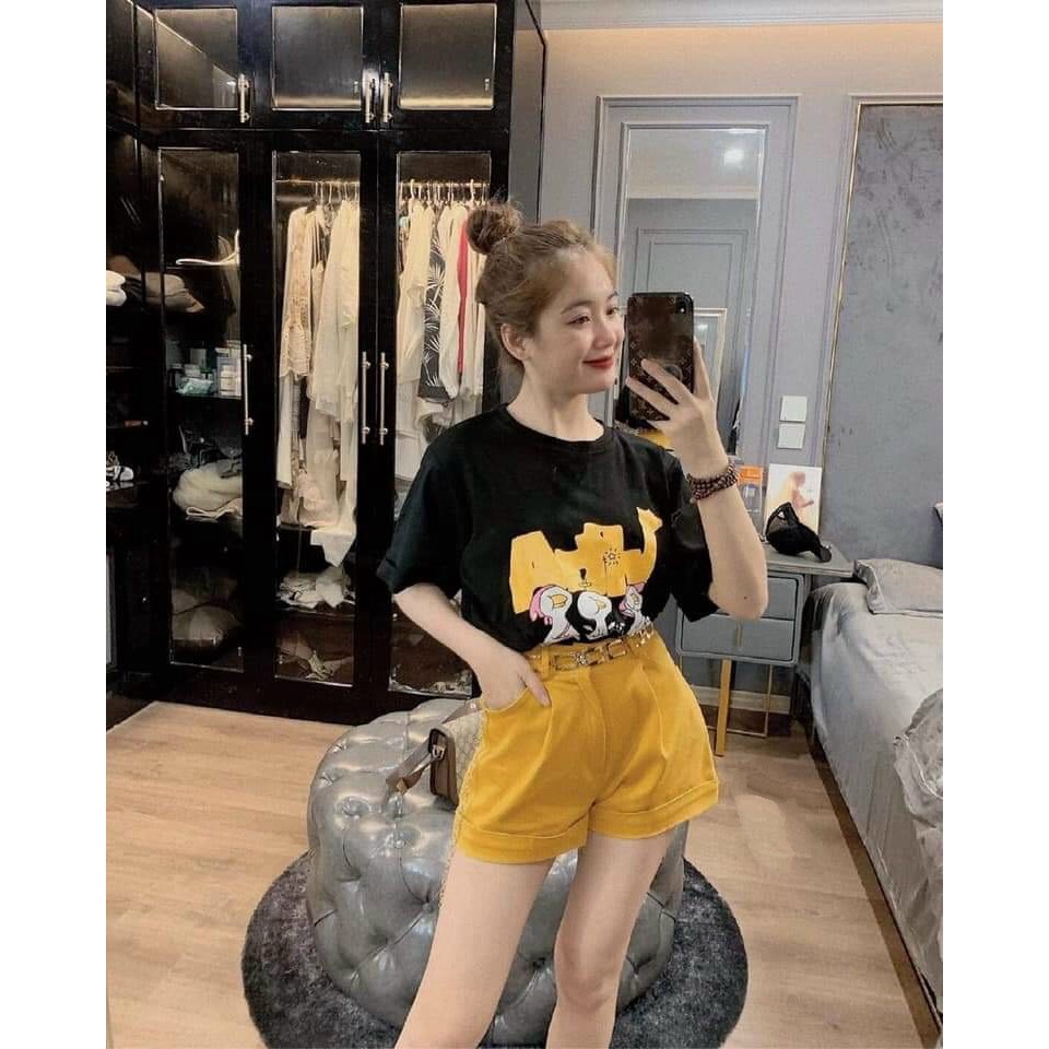 Set Áo Phông In Họa Tiết Và Quần Ngắn Rose Fashion