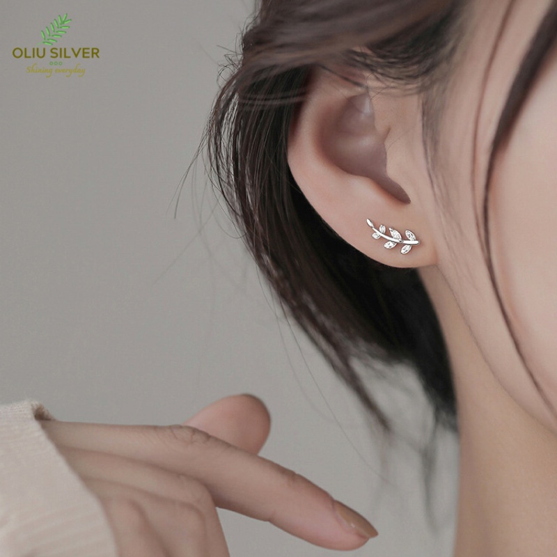 Bông Tai Bạc S925 Chiếc Lá Pendant Leaf Dễ Thương | Khuyên Tai Nữ Trang Sức Bạc Thời Trang