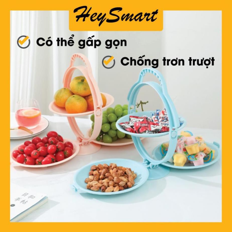 Dĩa 3 tầng gấp gọn sáng tạo tiện lợi, set đĩa nhựa đựng trái cây gấp gọn cao cấp (giao màu ngẫu nhiên)