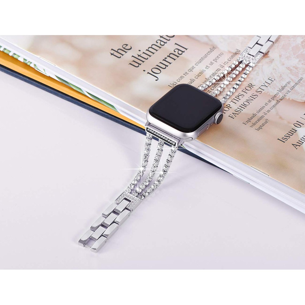 Dây Đeo Đồng Hồ APPLE WATCH Đính Đá Sang Trọng chất liệu Thép không Gỉ 6/5/4/3/2/1 38mm/ 40mm/ 42mm/44mm LH10